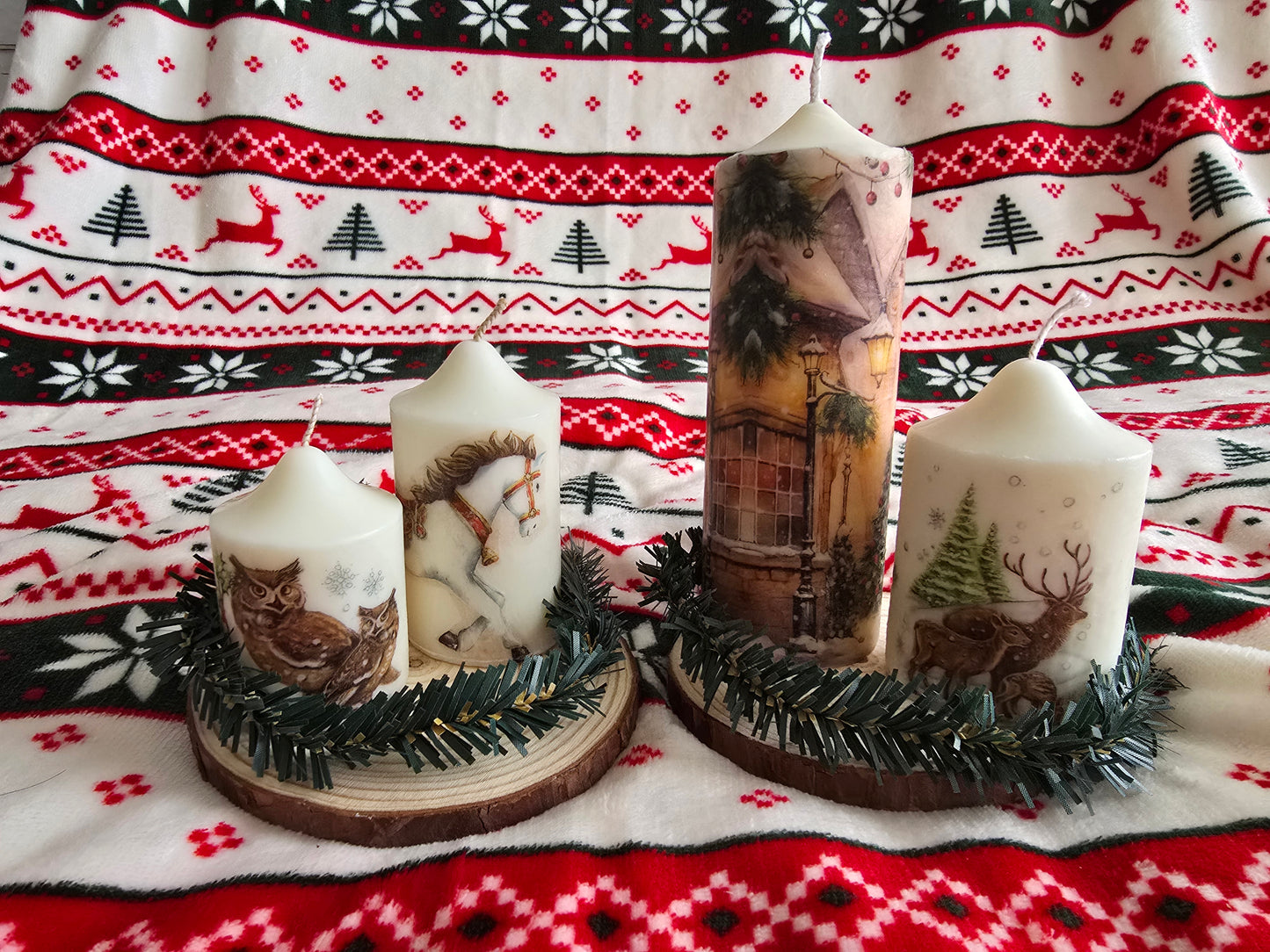 Decoupage Winter Candles